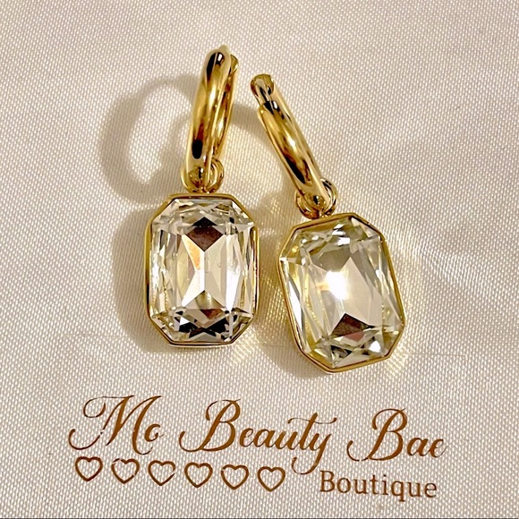 Gold Crystal Hoops - Picture 1 of 5